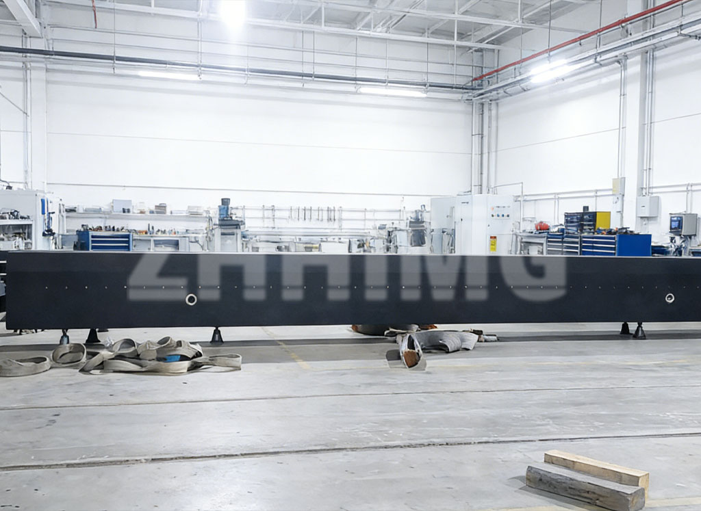 ZHHIMG black granite beam for CMM bridge on support stands in the factory